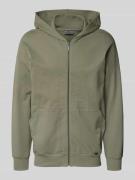 Hanro Sweatjacke mit Label-Applikation in Khaki, Größe L