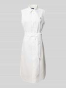 Polo Ralph Lauren Hemdblusenkleid mit Bindegürtel Modell 'CORY' in Wei...