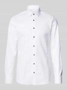 ETERNA Slim Fit Businesshemd aus Uni Struktur in Weiss, Größe 43