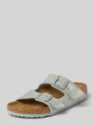Birkenstock Slides mit Dornschließen Modell 'Arizona' in Rauchblau, Gr...