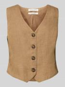 Christian Berg Woman Leinenweste mit V-Ausschnitt in Mud, Größe 44