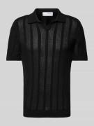 SELECTED HOMME Poloshirt in Strick-Optik Modell 'WELLS' in Black, Größ...