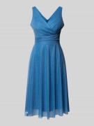 TROYDEN COLLECTION Cocktailkleid in Wickel-Optik in Bleu, Größe 48