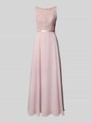 Luxuar Abendkleid mit Strasssteinbesatz in Rose, Größe 48