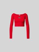 Diesel Cropped Longsleeve mit Label-Detail in Rot, Größe L