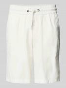 Blend Regular Fit Sweatshorts aus Leinen-Mix Modell 'BAY' in Weiss, Gr...