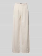 Review Wide Leg Stoffhose mit elastischem Bund in Offwhite, Größe M