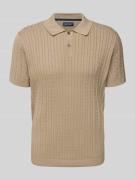 Christian Berg Men Poloshirt mit gerippten Abschlüssen in Taupe, Größe...