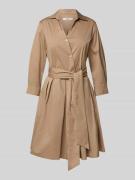 0039 Italy Knielanges Hemdblusenkleid mit Bindegürtel Modell 'JULE' in...