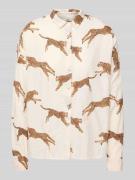 0039 Italy Bluse mit Kentkragen Modell 'LUCY' in Offwhite, Größe L