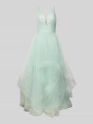 Mascara Abendkleid mit V-Ausschnitt und Taillenband in Mint, Größe 32