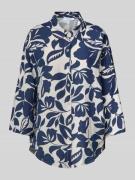 ZABAIONE Bluse mit Knopfleiste und 3/4-Arm in Marine, Größe L