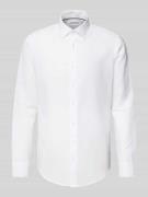 Jake*s Slim Fit Freizeithemd aus Leinen-Baumwoll-Mix in Weiss, Größe X...