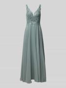 Laona Abendkleid mit Spitzenbesatz in Schilf, Größe 38