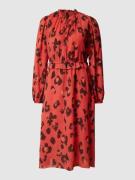 Marc Cain Midikleid mit Allover-Print in Rot, Größe 36