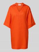 Christian Berg Woman Knielanges Leinenkleid mit V-Ausschnitt in Dunkel...