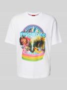 HUGO T-Shirt mit Label-Print Modell 'Duwood' in Weiss, Größe L