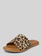 Tamaris Lederslides mit strukturierter Sohle in Beige, Größe 37