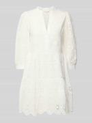Apricot Knielanges Kleid mit Häkelspitze in Offwhite, Größe S
