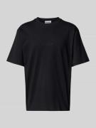 REVIEW T-Shirt mit Label-Stitching in Black, Größe L