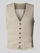 Lindbergh Weste aus Baumwoll-Leinen-Mix mit Knopfleiste in Sand, Größe...