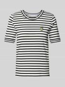 Marc Cain T-Shirt mit Motiv-Stitching und Rundhalsausschnitt in Weiss,...