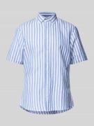 Jake*s Casual Fit Freizeithemd aus Leinen-Baumwoll-Mix in Royal, Größe...