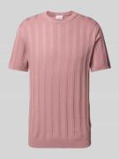 Lindbergh T-Shirt mit Strukturmuster in Rosa, Größe XXL