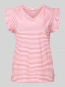 Marc O'Polo Denim T-Shirt mit Volantärmel in Pink, Größe XL