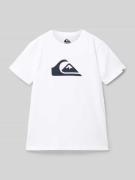 Quiksilver T-Shirt mit Label-Print in Weiss, Größe 140