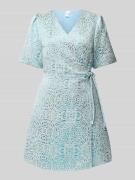 YAS Wickelkleid mit Puffärmeln Modell 'JACKY' in Blau, Größe 40