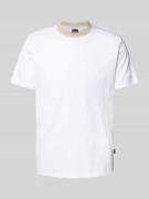 BOSS T-Shirt mit geripptem Rundhalsausschnitt Modell 'Tessler' in Weis...