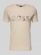 BOSS Green T-Shirt mit Logo-Print und Rundhalsausschnitt in Beige, Grö...