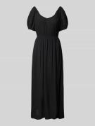 ICHI Midikleid aus Viskose mit V-Ausschnitt Modell 'MARRAKECH' in Blac...