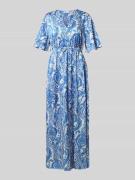 B.Young Maxikleid mit V-Ausschnitt Modell 'Farinela' in Rauchblau, Grö...