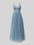 Hey Kyla Abendkleid mit Spitze und V-Ausschnitt in Hellblau, Größe 34