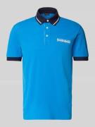 Napapijri Slim Fit Poloshirt mit Label-Print in Royal, Größe S