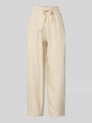 ICHI Stoffhose aus Leinen-Viskose-Mix mit elastischem Bund in Beige, G...