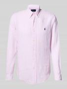 Polo Ralph Lauren Custom Fit Leinenhemd mit Label-Stitching in Rosa, G...
