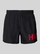 HUGO Badehose mit Label-Print Modell 'Makai' in Black, Größe L
