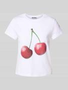 Review T-Shirt mit Label-Print in Weiss, Größe L