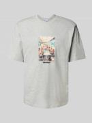 REVIEW Regular Fit T-Shirt aus Baumwoll-Viskose-Mix in Hellgrau Melang...