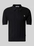 REVIEW Regular Fit Poloshirt mit Label-Stitching in Black, Größe L