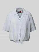 Tommy Jeans Relaxed Fit Hemdbluse aus Baumwoll-Leinen-Mix in Hellblau,...