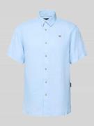 Napapijri Regular Fit Freizeithemd aus reinem Leinen in Bleu, Größe S