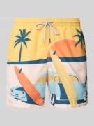 Zeybra Regular Fit Badehose mit Label-Patch Modell 'Surf Car' in Gelb,...