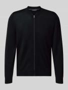 MAERZ Muenchen Strickjacke aus Schurwolle mit Reißverschluss in Black,...