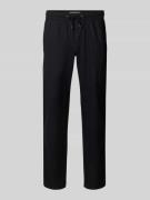 Blend Regular Fit Leinenhose mit Tunnelzug Modell 'BAY' in Black, Größ...
