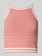 Review Crop Stricktop mit Rundhalsausschnitt in Rosa, Größe XL
