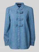 More & More Regular Fit Bluse mit verdeckter Knopfleiste in Blau, Größ...